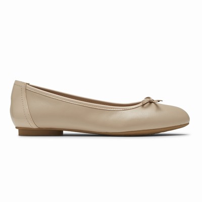 Flats Rockport Reagan Bow Mulher Bege PT-42985